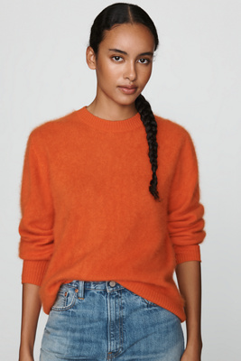 Aligne Dion 100% Brushed Wool Sweater In Orange