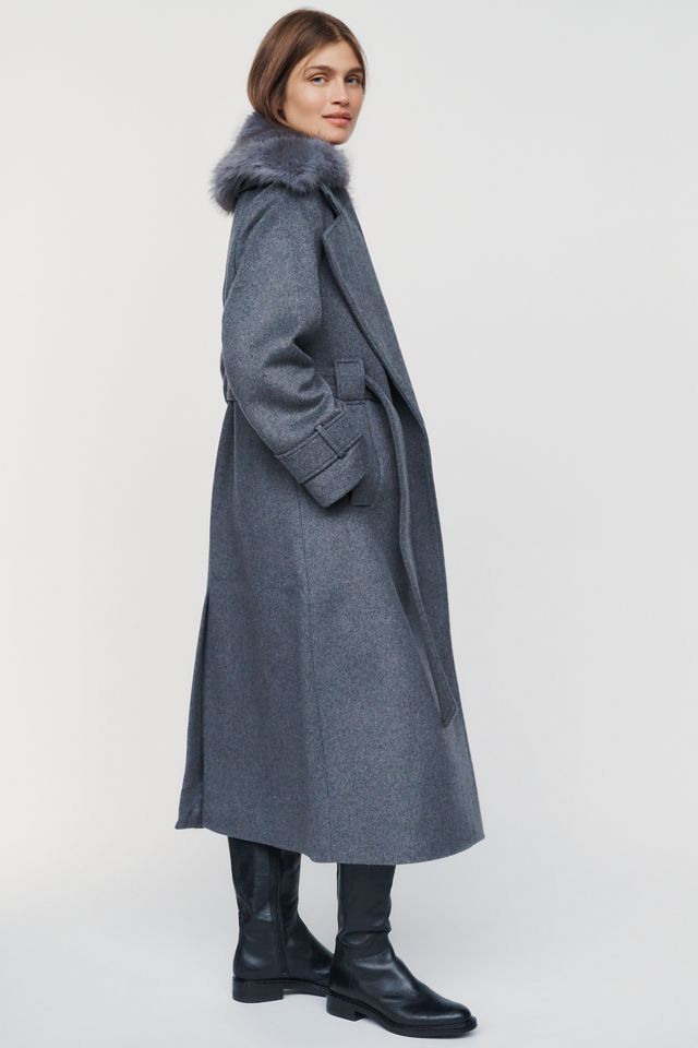ALIGNE George Fur Collar Wrap Coat  #2