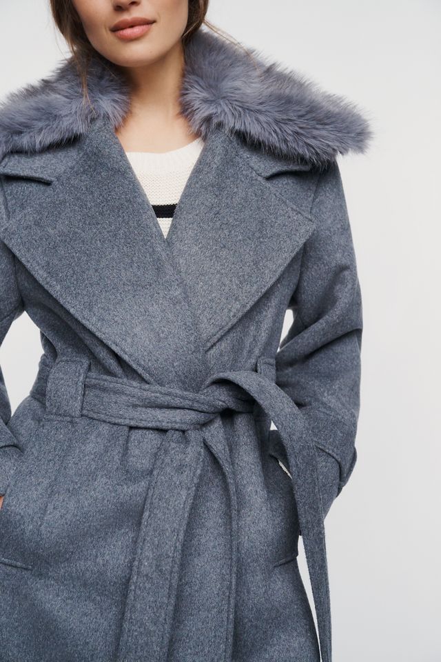 ALIGNE George Fur Collar Wrap Coat  #3