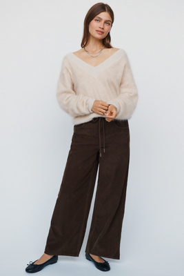 Aligne Alicia 100% Cotton Corduroy Trousers Pants In Brown