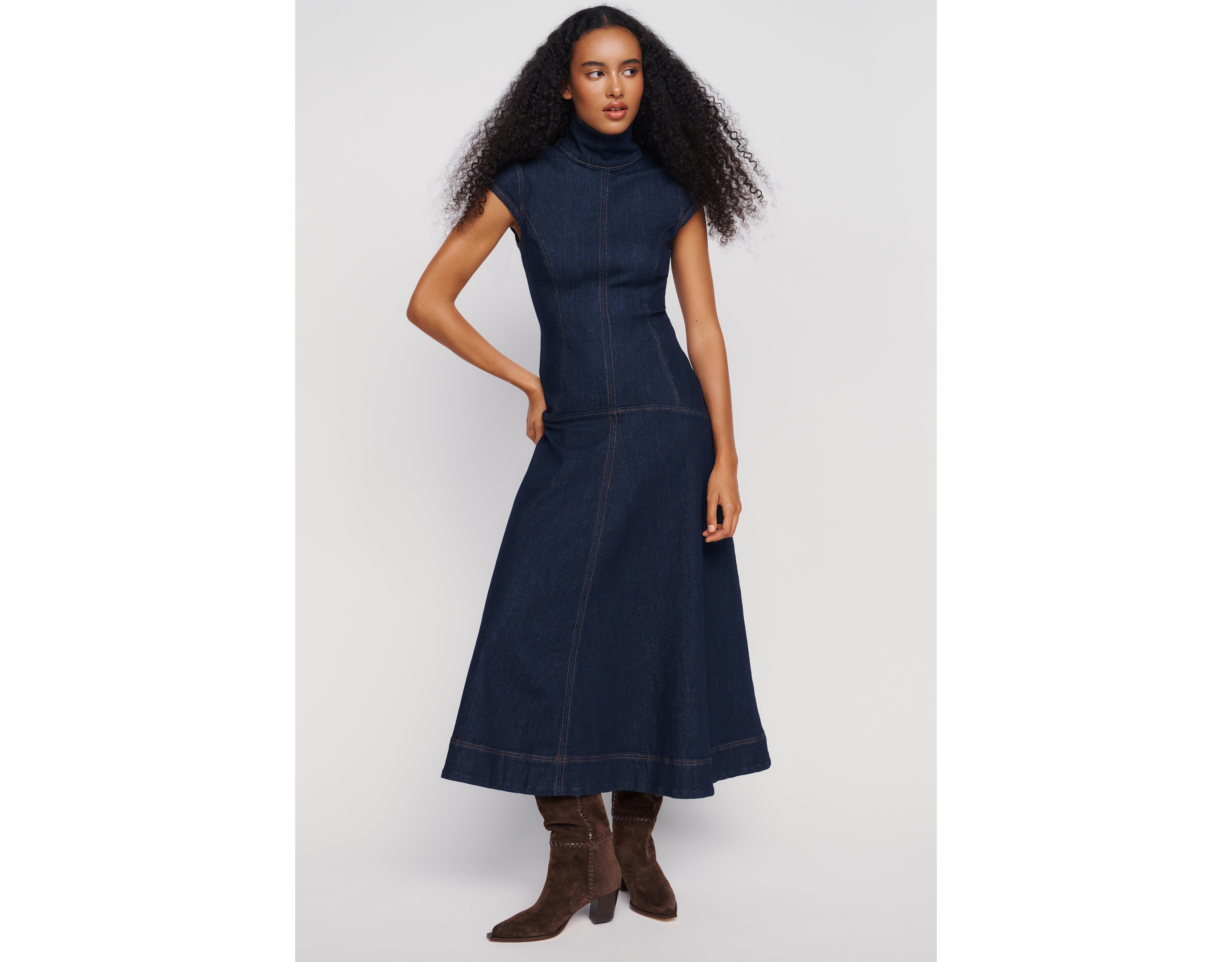 ALIGNE Monroe Godet Denim Maxi Dress