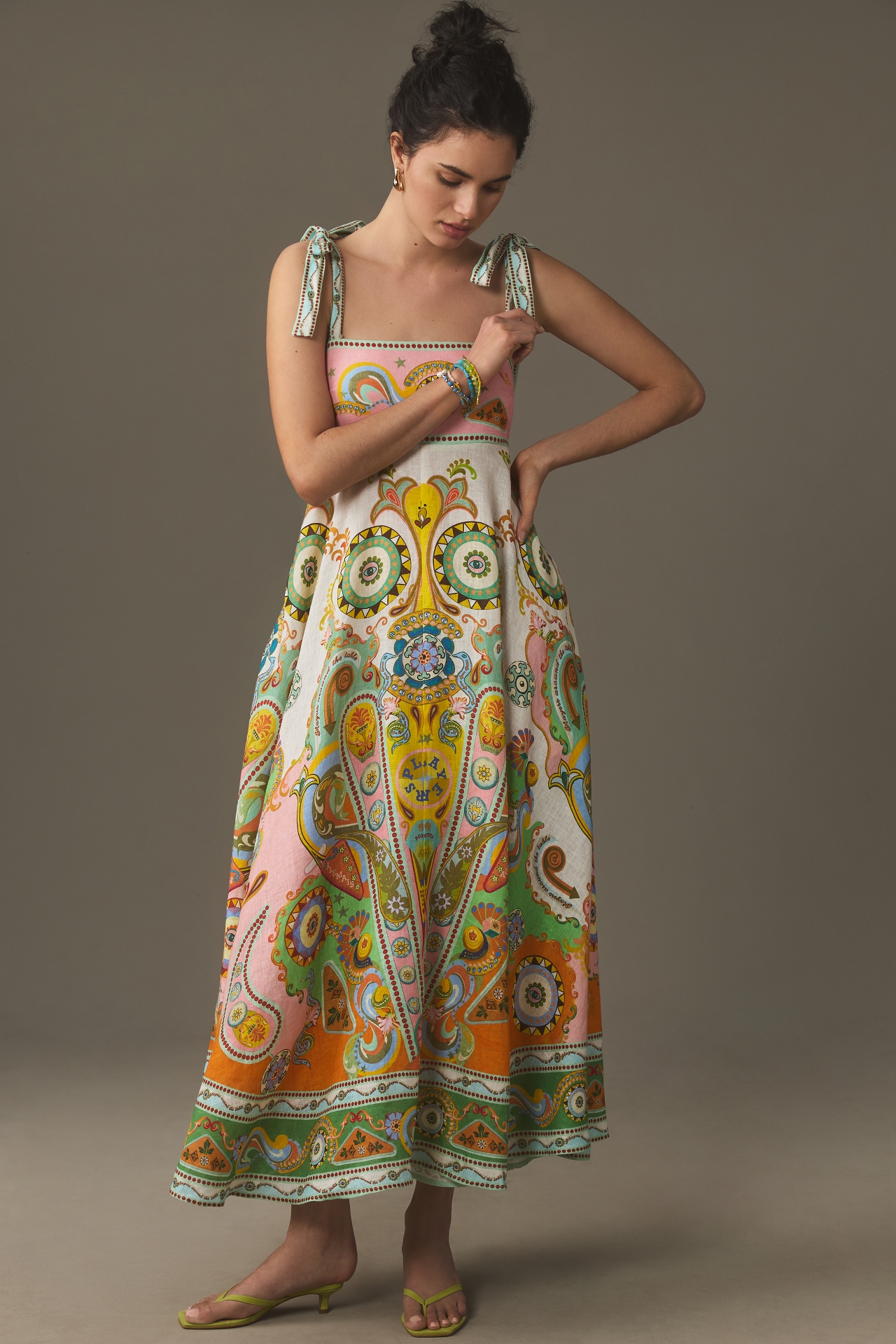 ALÉMAIS Pinball Linen Midi Sundress