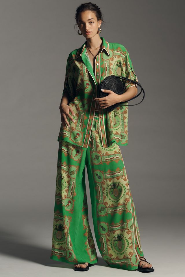 ALÉMAIS La Musica Short-Sleeve Silk Buttondown Shirt #2