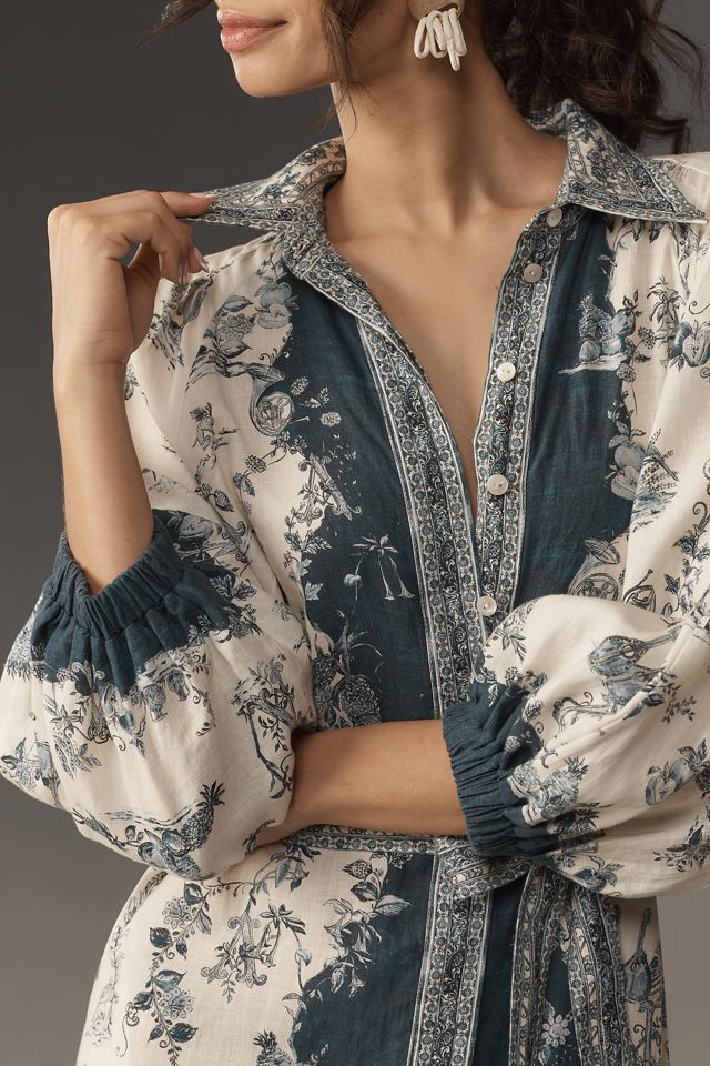 ALÉMAIS Casa Long-Sleeve Linen Midi Shirt Dress #2