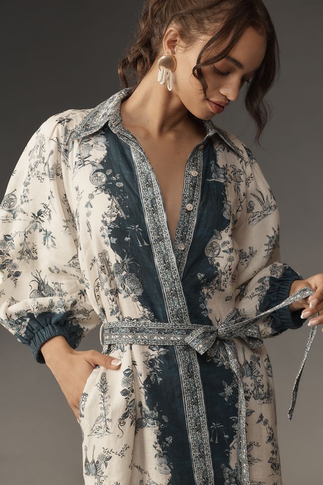 ALÉMAIS Casa Long-Sleeve Linen Midi Shirt Dress #3