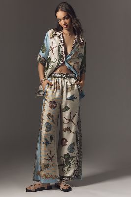 ALEMAIS BATH HOUSE WIDE-LEG SILK PANTS 