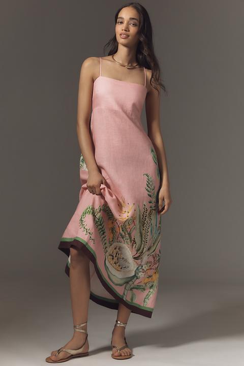 ALÉMAIS Papaya Sleeveless Linen Midi Sundress