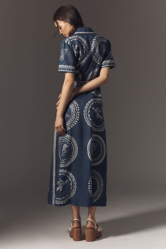 ALÉMAIS Oceane Short-Sleeve Linen Midi Shirt Dress #2