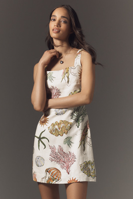 Alemais Sea Sleeveless Linen Mini Dress In White
