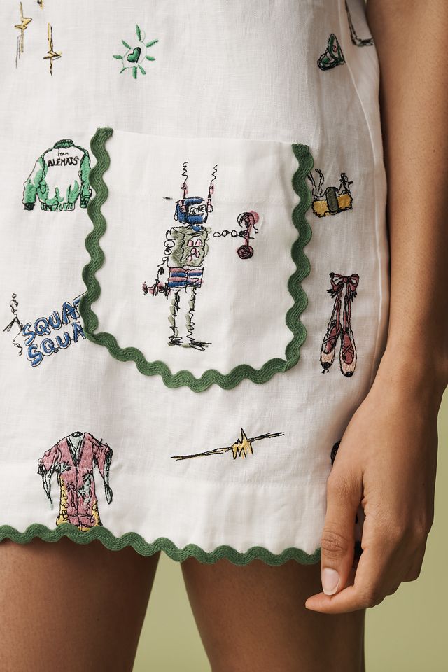 ALÉMAIS Play Linen Embroidered Sleeveless Scoop-Neck Mini Dress #3
