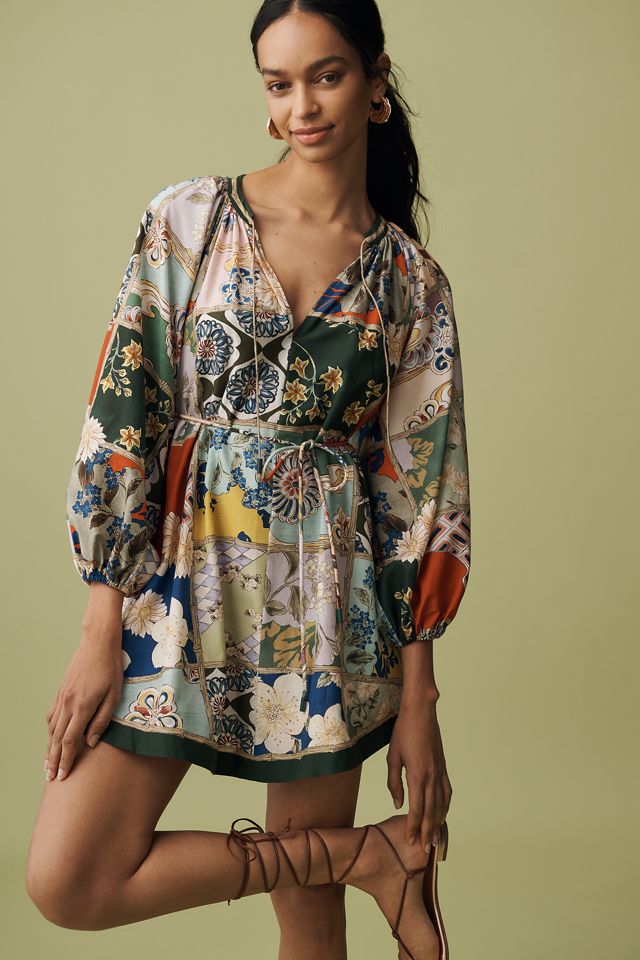 ALÉMAIS Bianca Long-Sleeve V-Neck Mini Dress #2