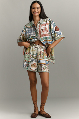 Alemais Tommasina Linen Shorts In Multi
