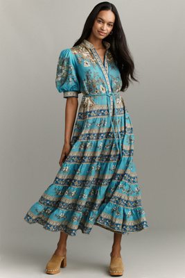 Alemais Cassie Tiered Midi Dress In Blue