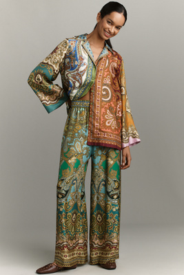Alemais Clemenza Spliced Silk Buttondown Shirt In Multi