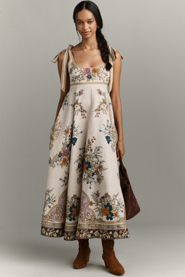 Alemais Antoinette Ballet Linen Midi Dress In White