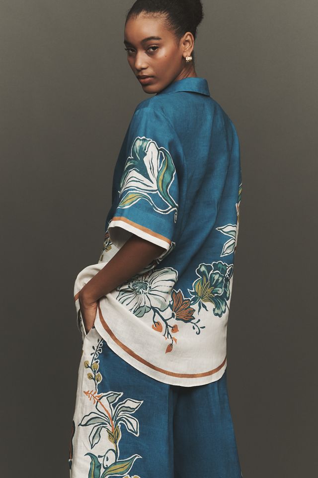 ALÉMAIS Luda Half-Sleeve Linen Buttondown Shirt | Anthropologie