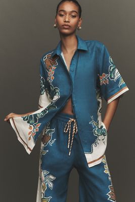 Marimekko Maija Unikko Silk Buttondown Shirt | Anthropologie