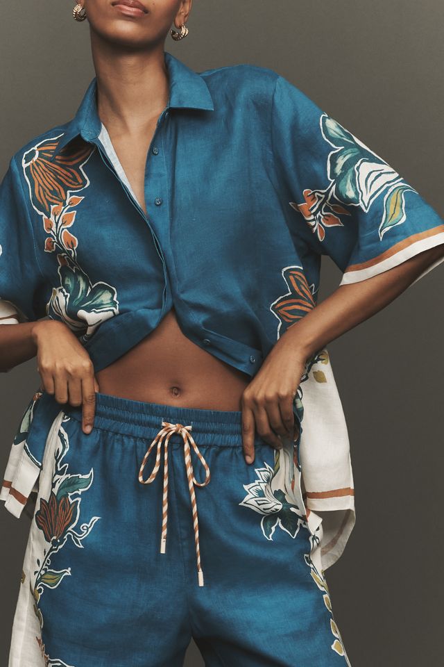 ALÉMAIS Luda High-Rise Wide-Leg Drawstring Linen Pants | Anthropologie