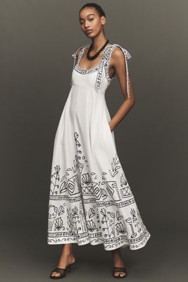 ワンピース　ALEMAIS  サイズ10 ALÉMAIS Lucky Pace Shirred Linen Midi Sun Dress | Anthropologie