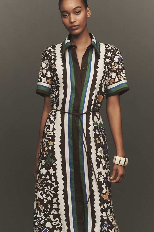 ALMAIS Maroc Linen Short-Sleeve Maxi Shirt Dress | Anthropologie