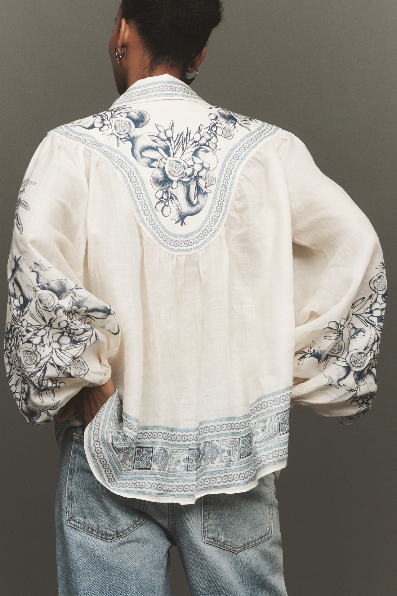 ALÉMAIS Villa Romantica Long-Sleeve Linen Blouse