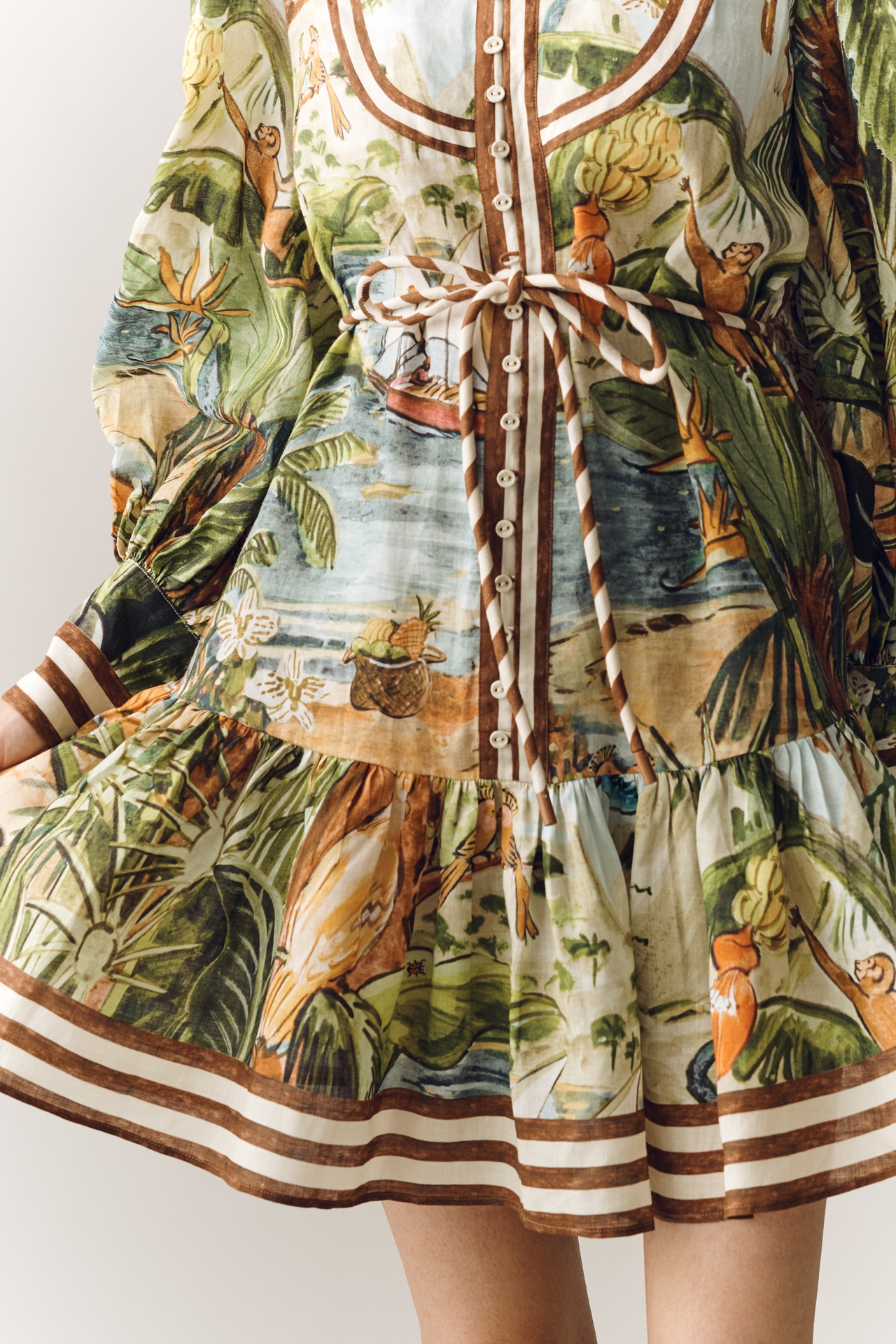 ALÉMAIS Toucan Tango Long-Sleeve Mini Dress