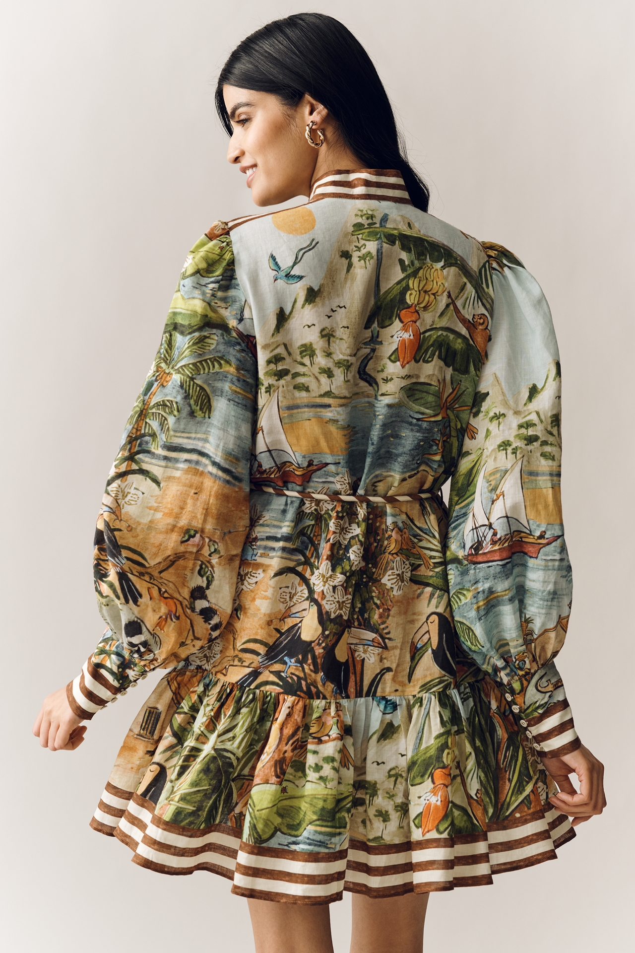 ALÉMAIS Toucan Tango Long-Sleeve Mini Dress