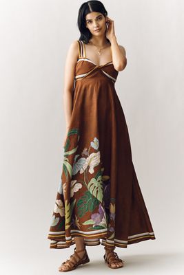 ALMAIS Zuri Linen Ballet Midi Sundress | Anthropologie
