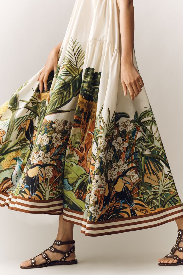 cross stitch toucan embroidered midi dress ALEMAIS main image 1