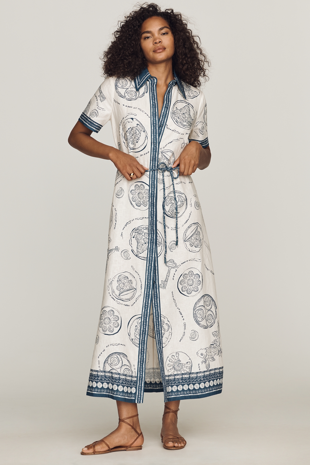 ALÉMAIS Lucky Linen Belted Maxi Dress