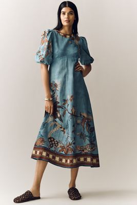 ALMAIS Zuri Linen Ballet Midi Sundress | Anthropologie