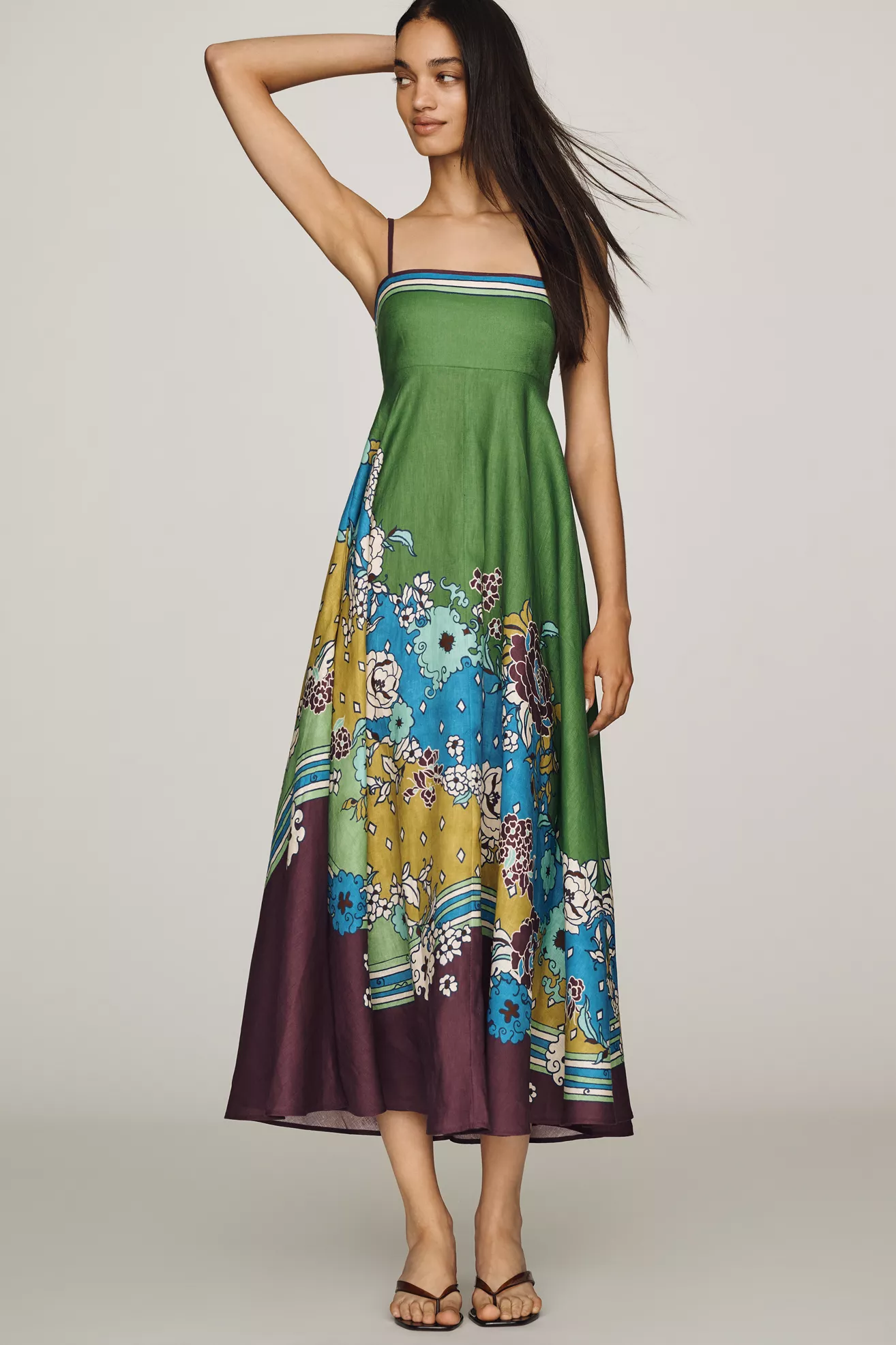 ALÉMAIS Nanci 100% Linen Midi Dress