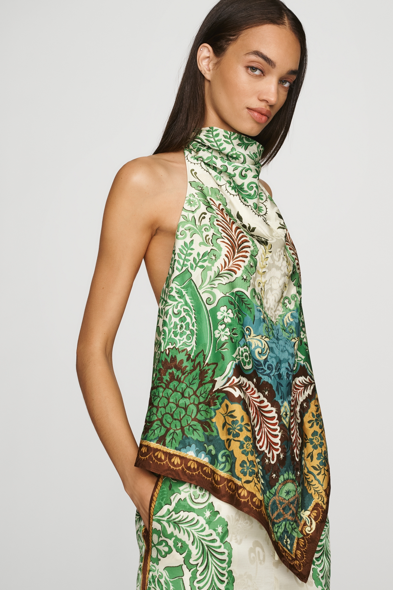 ALÉMAIS Florence Mock-Neck Halter Top