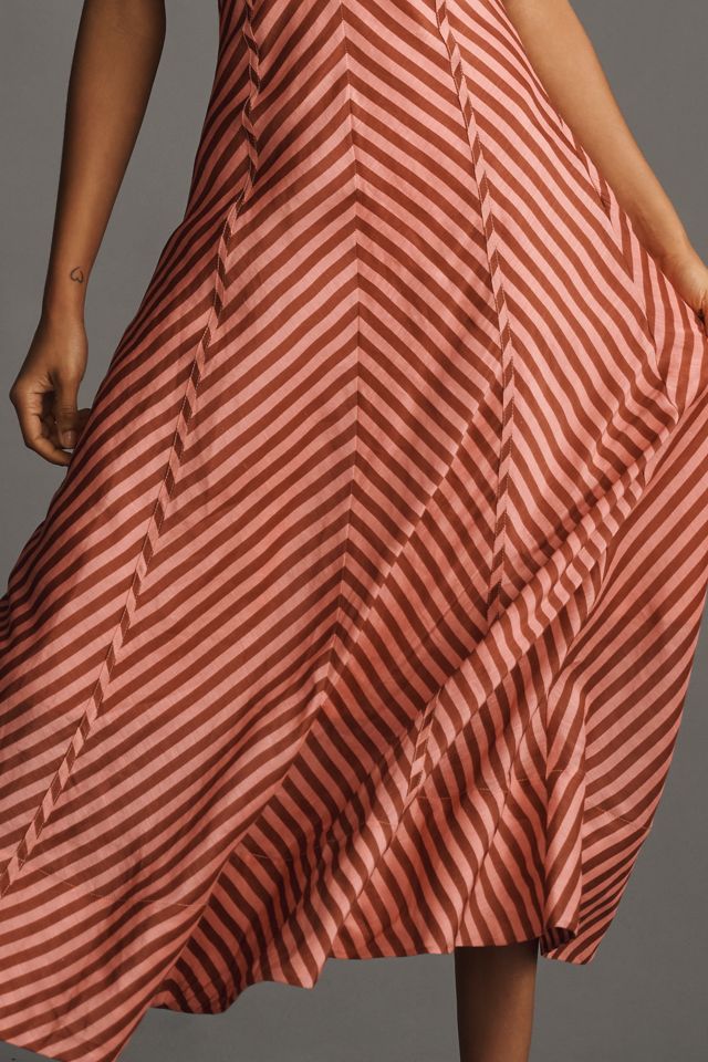 Lovaan Tess Puff-Sleeve Linen-SIlk Midi Dress #3