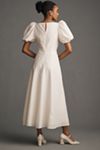 Lovaan Tallulah Puff-Sleeve A-Line Cotton-Silk Midi Dress