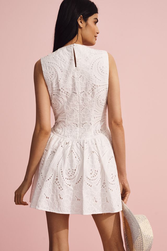 Lovaan Wilma Cotton Broderie Basque-Waist Mini Dress #1