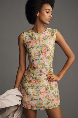 Maeve Sleeveless Linen Blend Printed Shift Mini Dress