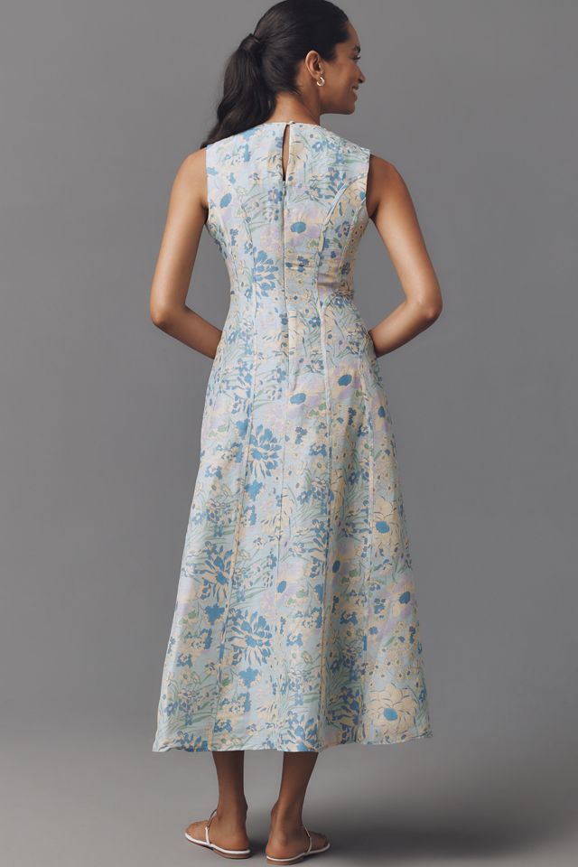 Lovaan Pollyanna Linen & Silk Blend Sleeveless Midi Dress