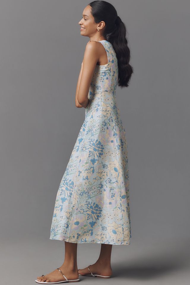 Lovaan Pollyanna Linen & Silk Blend Sleeveless Midi Dress