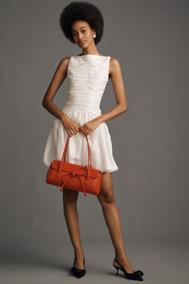 Lovaan Val Sleeveless Ruched Cotton-silk Mini Dress