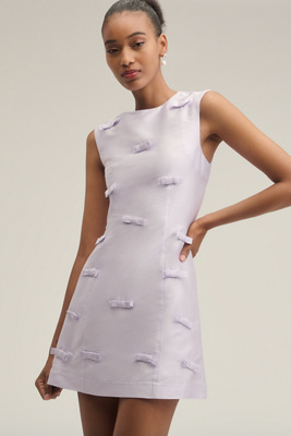 Lovaan Helena Bow Mini Dress In Purple