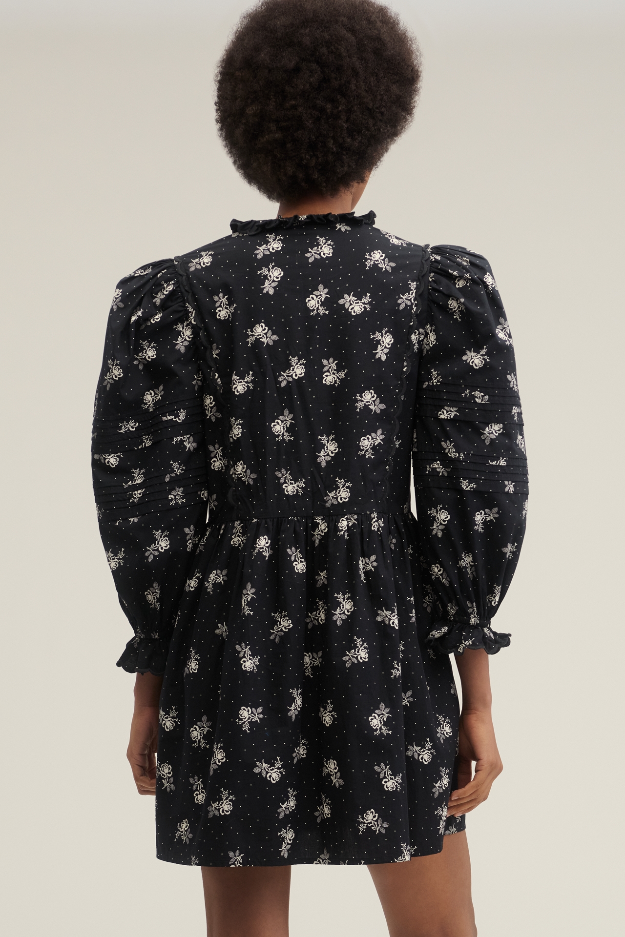Lovaan Kitty Puff-Sleeve Mini Dress