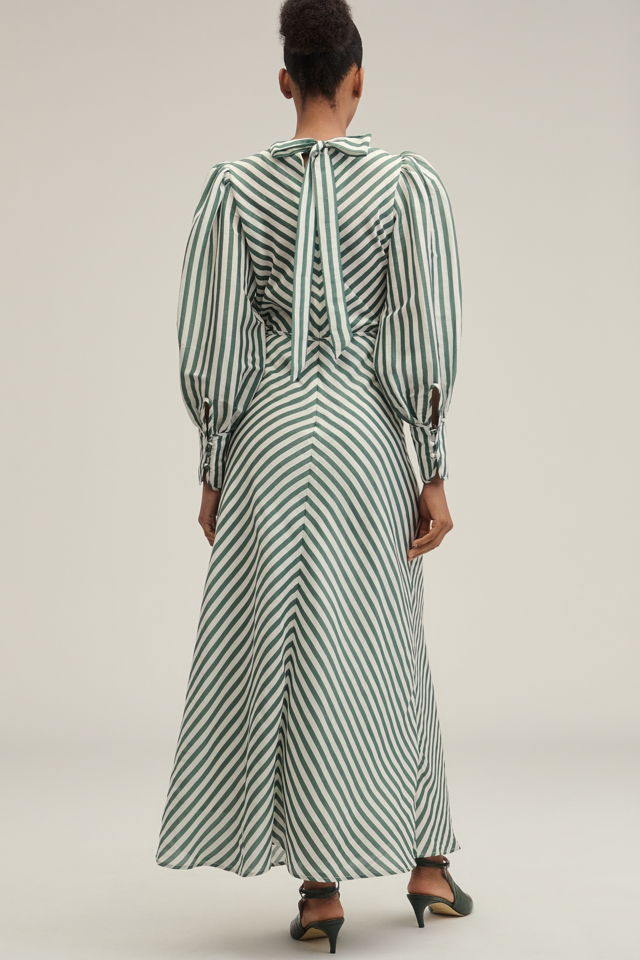 Lovaan Daisy Linen-Silk Long-Sleeve Maxi Dress