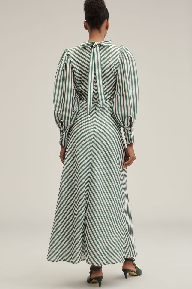 Lovaan Daisy Linen-Silk Long-Sleeve Maxi Dress #2