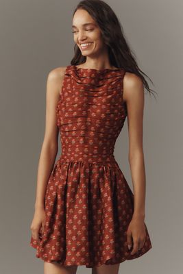 Lovaan Val Linen-Silk Blend Bubble Mini Dress