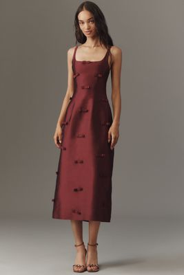 Lovaan Camilla Bow-Embellished Midi Dress