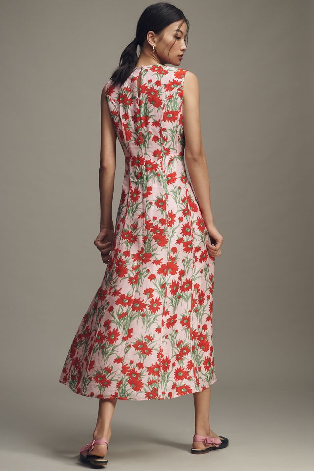 Lovaan Pollyanna Linen Silk Blend Sleeveless Midi Dress #2
