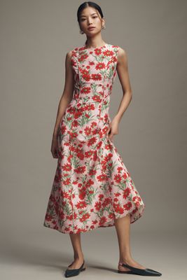 Lovaan Pollyanna Linen Silk Blend Sleeveless Midi Dress