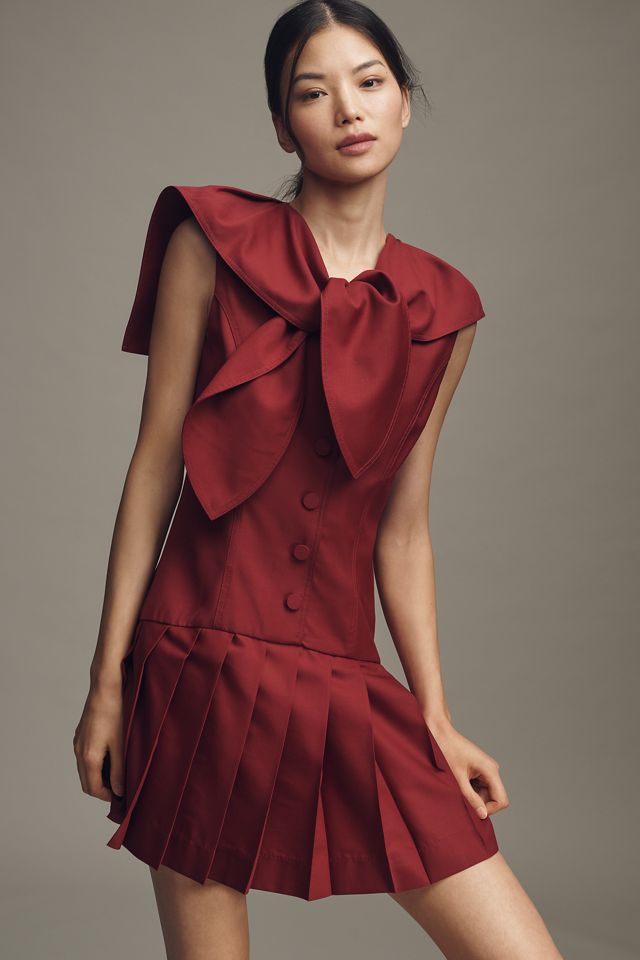 Lovaan Elly Pleated Wool Blend Mini Dress #1