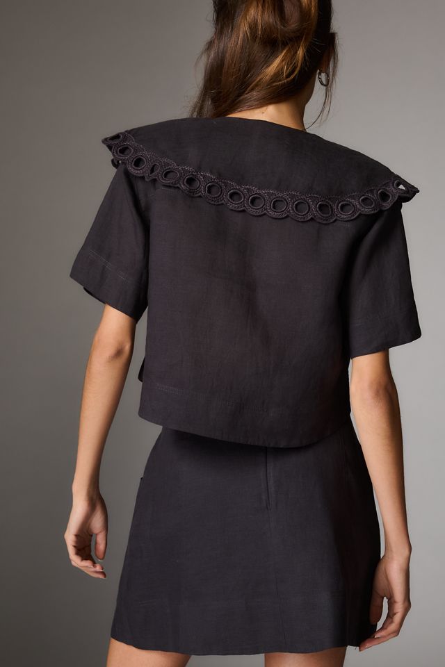 Lovaan Mary Linen Short-Sleeve Top #1